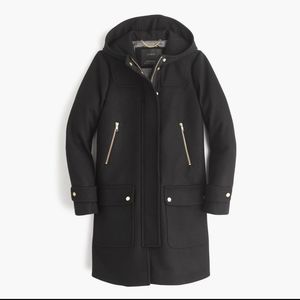 J. Crew Black Melton Wool Duffle Coat A8904 sze 14